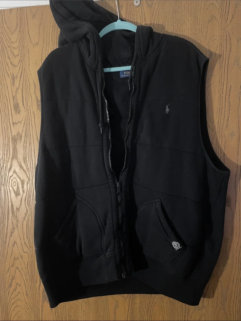 Polo by Ralph Lauren Black Hooded Sleeveless Vest